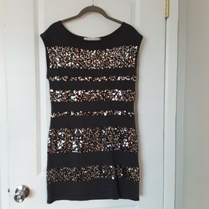 Trina Turk grey wool sweater sequin dress